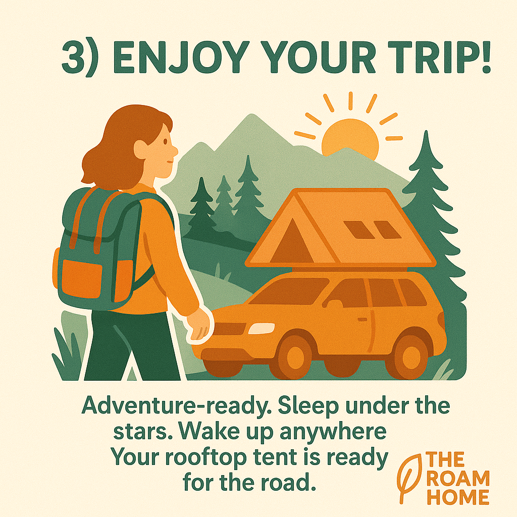 Step 3 - You enjoy your holiday / city break / camping holiday with the Roam Home roof top tent